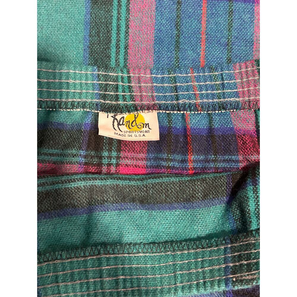 Vintage Plaid Midi Skirt Wool Blend Teal Pink Purple Cottagecore XL - Picture 6 of 8